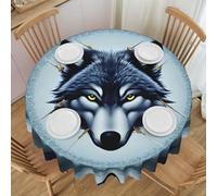 Erwqavc Fierce wolf head Print Round Tablecloth 60 In - Soft Washable Table Cloth/Table Cover, for Wedding, Kitchen Decor