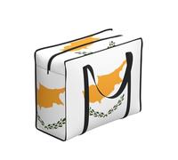 Erwqavc Flag of Cyprus Print Clothes Storage Bags, Foldable Moving Bags with Zipper, Organizer Handles for Shopping Picnics