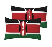 Erwqavc Flag of Kenya Print Pillowcase - Imitation linen Pillow Covers 12x20in Set of 2, for Home Couch Sofa Bed Decor