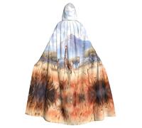Erwqavc Hooded Cloak, Men's Cosplay Cloak Robe, Costume Halloween Themed Party, Long African Savanna Giraffe Print Cape Uniform
