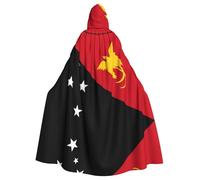 Erwqavc Hooded Cloak, Men's Cosplay Cloak Robe, Costume Halloween Themed Party, Long Flag of Papua New Guinea Print Cape Uniform