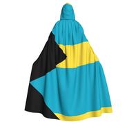 Erwqavc Hooded Cloak, Men's Cosplay Cloak Robe, Costume Halloween Themed Party, Long Flag of the Bahamas Print Cape Uniform