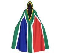 Erwqavc Hooded Cloak, Men's Cosplay Cloak Robe, Costume Halloween Themed Party, Long South Africa flag Print Cape Uniform
