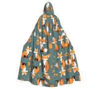 Erwqavc Hooded Cloak, Men's Cosplay Cloak Robe, Costume Halloween Themed Party, Long Yellow fox Print Cape Uniform