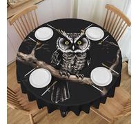 Erwqavc Late Night Owl Print Round Tablecloth 60 In - Soft Washable Table Cloth/Table Cover, for Wedding, Kitchen Decor