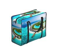Erwqavc Maldives Scenery Print Clothes Storage Bags, Foldable Moving Bags with Zipper, Organizer Handles for Shopping Picnics