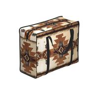 Erwqavc Native American Patterns Print Clothes Storage Bags, Foldable Moving Bags with Zipper, Organizer Handles for Shopping Picnics