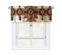 Erwqavc Native American Patterns Print Valances for Windows, Rod Pocket Darkening Small Window Curtains for Laundry/Cafe, 54 x 18 in