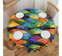 Erwqavc Rainbow Fish Scale Print Round Tablecloth 60 In - Soft Washable Table Cloth/Table Cover, for Wedding, Kitchen Decor