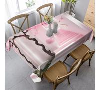 Erwqavc Rectangle Tablecloths,35x55in Table Cloth, Pink cherry blossom staircase Print Table Cover, for Indoor Outdoor Dining Table Decor