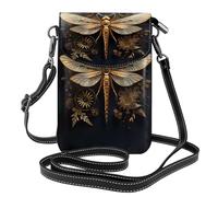 Erwqavc Small Crossbody Bag for Women, Gold Exquisite Dragonfly Print Cell Phone Bag,Versatile Wallet Purse, for Valentine's Day Gift