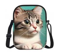 Erwqavc Small Crossbody Zip Bag, A curious cat Print Stylish Sling Purses, Adjustable Shoulder Strap Bag, for Women Men