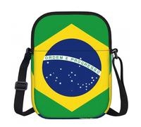 Erwqavc Small Crossbody Zip Bag, Brazilian flag Print Stylish Sling Purses, Adjustable Shoulder Strap Bag, for Women Men