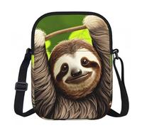 Erwqavc Small Crossbody Zip Bag, Cute Sloth Print Stylish Sling Purses, Adjustable Shoulder Strap Bag, for Women Men