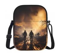 Erwqavc Small Crossbody Zip Bag, Firefighters fighting fires Print Stylish Sling Purses, Adjustable Shoulder Strap Bag, for Women Men