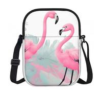 Erwqavc Small Crossbody Zip Bag, Pink Flamingo Print Stylish Sling Purses, Adjustable Shoulder Strap Bag, for Women Men