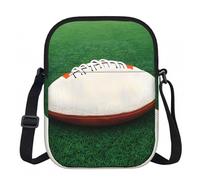 Erwqavc Small Crossbody Zip Bag, White Rugby Ball Print Stylish Sling Purses, Adjustable Shoulder Strap Bag, for Women Men
