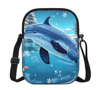 Erwqavc Small Crossbody Zip Bag, winter the dolphin Print Stylish Sling Purses, Adjustable Shoulder Strap Bag, for Women Men