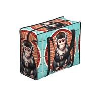 Erwqavc The silent monkey Print Clothes Storage Bags, Foldable Moving Bags with Zipper, Organizer Handles for Shopping Picnics