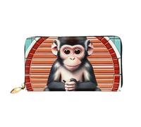 Erwqavc The Silent Monkey Print Long Wallet for Women & Men, Leather Bifold Wallets Case Clutch Purse, Travel Coin Pocket