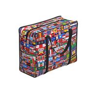 Erwqavc Various flags Print Clothes Storage Bags, Foldable Moving Bags with Zipper, Organizer Handles for Shopping Picnics