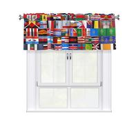 Erwqavc Various flags Print Valances for Windows, Rod Pocket Darkening Small Window Curtains for Laundry/Cafe, 54 x 18 in