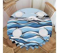 Erwqavc Waves lapping at the rocks Print Round Tablecloth 60 In - Soft Washable Table Cloth/Table Cover, for Wedding, Kitchen Decor