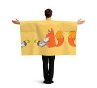 Erwqavc Wearable Flag Cape with Sleeves, Sunflower seeds and foxes Print Body Flag Cloak, Stadium & Festival Costume for Adults