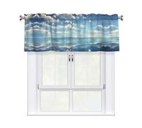 Erwqavc White clouds over the sea Print Valances for Windows, Rod Pocket Darkening Small Window Curtains for Laundry/Cafe, 54 x 18 in