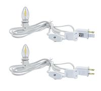 Erxiugs Chainable Accessory Cord with C7 LED Light Bulbs, 6Ft Indoor Blow Mold Light Cord with Male and female plugs for Halloween Pumpkins Christmas Village Houses and Craft Projects Decoration 2Pack