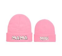 Erying 2PCS Parent-Child Hat Mama and Mini Hats Mother Daughter/Son Matching Hat Winter Warm Knitted Beanie Cap, Dark Pink, One size