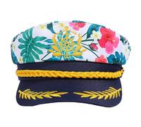Erying Tropical Sailor Captain Hat Flower Yacht Hat Boat Party Costume Headwear for Women Men, 1pc Pink, One size
