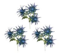 Eryngium Flowers, Artificial Thistle Flowers, Artificial Thistle Flower Bouquet Fake Eryngium Foetidum Simulation Sea Holly for Wedding Bouquet Centerpiece Home Wedding Window Decor(Bule)