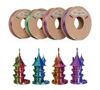 ERYONE PLA Filament Bundle,1,75 mm 3D Printer Filament +/- 0,03mm,Multicolor PLA Filament Set,250g x4 Spool,Dual Color Silk,Blue/Green, Red/Green, Red/Blue, Purple/Gold