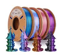 ERYONE PLA Filament Bundle,1,75 mm 3D Printer Filament +/- 0,03mm,Multicolor PLA Filament Set,250g x4 Spool,Dual Color Silk,Blue/Green, Rose Red/Light Blue, Black/Purple, Purple/Gold