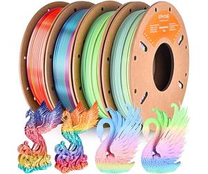 ERYONE PLA Filament Bundle,1,75 mm 3D Printer Filament +/- 0,03mm,Multicolor PLA Filament Set,250g x4 Spool,Silk Rainbow Filament,Matte Macaron/Matte Watercolor/Silk Vibrant/Silk Waterfall