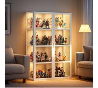 eryssgbf Display Cabinet Clear Transparent On Bamboo Storage Cabinet Floor Standing Acrylic Display Toys Display Case, Transparent Showcase Without light(82x33x161cm/white)