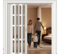 eryssgbf White Soundproof PVC Sliding Panel Door, Concertina Folding Door for Bedroom Closet Room Divider, Internal Accordion Pleated Doorway WXH:85x195cm
