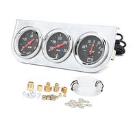 ERYUE 2in Triple Gauge Set with Mechanical Water Temp, Oil Pressure Gauge, & AMP Meter for 12V Car Boat Truck, Black Dial with Red Pointer, High Measurement Accuracy, Night Light,