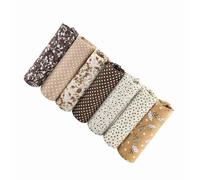 ERYUE 7pcs 25 * 25cm DIY Assorted Squares Pre Cut Bedding Kit Quarters Bundle Coffee Seri with Multiple Patterns for Crafting, Home Decoration, Quilting and Sewing (25 * 25)