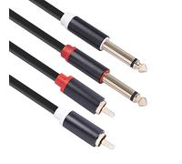 ERYUE Audio Cable Dual 1/4'' TS to Dual Audio Interconnect Cable 2×6.35mm Male TS to 2 Male Adapter Wire Cord Gold Plated Plug+Aluminum Alloy Shell 5FT
