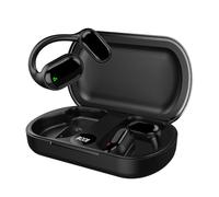 ERYUE BT 5.3 Open Air Conduction Wireless Headphones with Microphone for Office Working,Black, Digital Display, Fits Most People