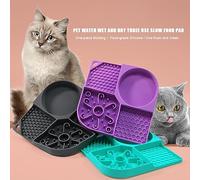 ERYUE Dog Lick Mat Silicone Licking Pad for Calming and Anxiety Relief for Cats and Dogs, with Suction Cups Bathing Grooming, Purple (Grey)