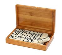 ERYUE Double Six Dominoes Set Entertainment Recreational Travel Game Toy Black Dots Dominoes