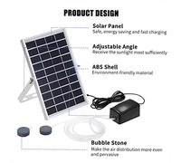 ERYUE Fish Solar Oxygen Pump Portable Environment-friendly Aerator for Pond Aquarium Water Reservoir with Adjustable Angle for Garden Decoration