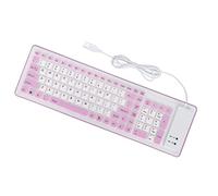 ERYUE Foldable Silicone Keyboard 103 Keys USB Wired Mute Fadeless for PC Laptop, Roll Up Silent Keyboard for Harsh Environments (Purple)
