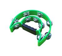 ERYUE Handbell Row Handheld Tambourine Metal Jingles Hand Held Plastic Musical Percussion Drum Half Moon Hand Bell for Adults KTV Party Bar (Green)