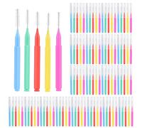 ERYUE Interdental Brushes 100Pcs Colorful Tooth Cleaning Tool for Family Use Nylon Floss Pick Portable Oral Care for Home and Travel (5 Colors)