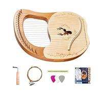 ERYUE Lyre Harp Cega 21 Metal Strings Lyre Harp Box Lyre Harp Spruce Topboard Mahogany Backboard String Instrument with Tuning Wrench Strings Picks Music Note Sticker