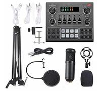 ERYUE Microphone Multifunctional Live V9 Sound Card and BM800 Suspension Microphone Kit Broadcasting Recording Condenser Microphone Set Intelligent Webcast Live Sound Card for Computers and Mobilephon